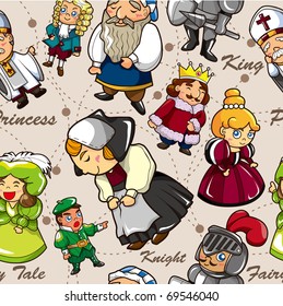 seamless medieval people pattern