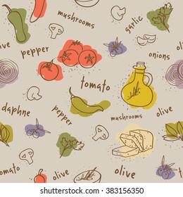 seamless mediterranean food pattern