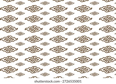 Seamless Mega Mendung batik pattern featuring traditional Javanese cloud motifs, inspired by Cirebon heritage textile design.