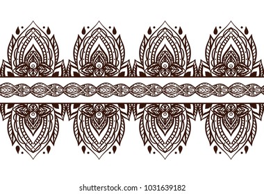 Seamless mehendi pattern. Vector border for frames, cards, invitations, tattoos and your design
