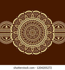 Nahtlose Mehndi-Blumenmuster - Mandala und Grenze für Henna Zeichnung und Tattoo. Die Dekoration im orientalischen, indischen Stil.