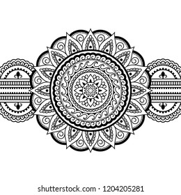 Seamless Mehndi flower pattern - mandala and border for Henna drawing and tattoo. Decoration in oriental, Indian style.