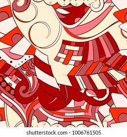 Seamless mehndi vector pattern. Hand-made ethnic illustration. Colorful doodle texture.