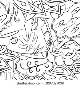 Seamless mehndi vector pattern. Hand-made illustration. Black and white binary pattern, monochrome doodle texture.