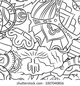 Seamless mehndi vector pattern. Hand-made illustration. Black and white binary pattern, monochrome doodle texture.
