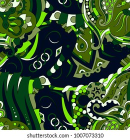 Seamless mehndi vector pattern. Hand-made ethnic illustration. Colorful doodle texture.
