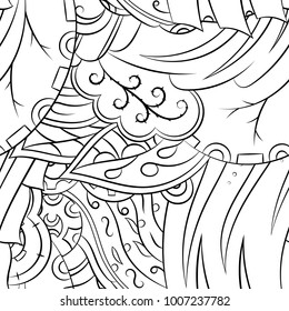 Seamless mehndi vector pattern. Hand-made illustration. Black and white binary pattern, monochrome doodle texture.