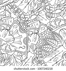 Seamless mehndi vector pattern. Hand-made illustration. Black and white binary pattern, monochrome doodle texture.