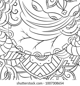 Seamless mehndi vector pattern. Hand-made illustration. Black and white binary pattern, monochrome doodle texture.