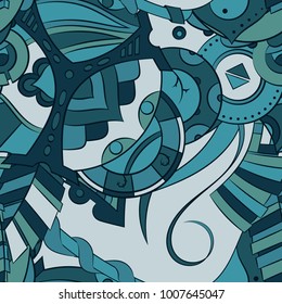 Seamless mehndi vector pattern. Hand-made ethnic illustration. Colorful doodle texture.