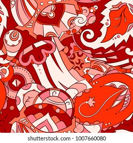 Seamless mehndi vector pattern. Hand-made ethnic illustration. Colorful doodle texture.