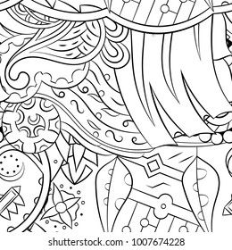 Seamless mehndi vector pattern. Hand-made illustration. Black and white binary pattern, monochrome doodle texture.