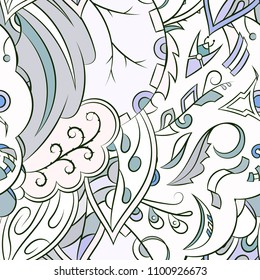 Seamless mehndi vector pattern. Hand-made ethnic illustration. Colorful doodle texture.