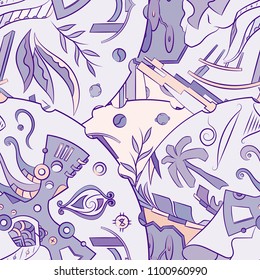 Seamless mehndi vector pattern. Hand-made ethnic illustration. Colorful doodle texture.