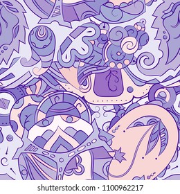 Seamless mehndi vector pattern. Hand-made ethnic illustration. Colorful doodle texture.