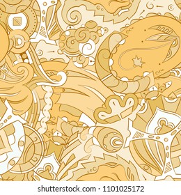 Seamless mehndi vector pattern. Hand-made ethnic illustration. Colorful doodle texture.