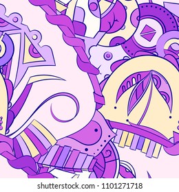 Seamless mehndi vector pattern. Hand-made ethnic illustration. Colorful doodle texture.