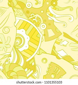 Seamless mehndi vector pattern. Hand-made ethnic illustration. Colorful doodle texture.