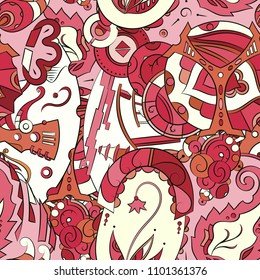 Seamless mehndi vector pattern. Hand-made ethnic illustration. Colorful doodle texture.