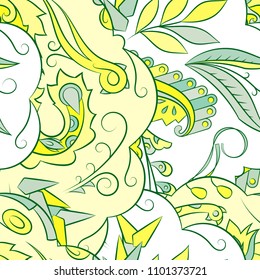Seamless mehndi vector pattern. Hand-made ethnic illustration. Colorful doodle texture.