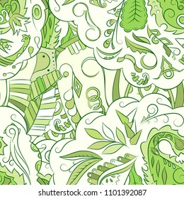 Seamless mehndi vector pattern. Hand-made ethnic illustration. Colorful doodle texture.