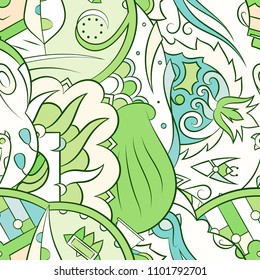 Seamless mehndi vector pattern. Hand-made ethnic illustration. Colorful doodle texture.