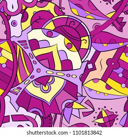 Seamless mehndi vector pattern. Hand-made ethnic illustration. Colorful doodle texture.