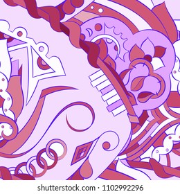 Seamless mehndi vector pattern. Hand-made ethnic illustration. Colorful doodle texture.