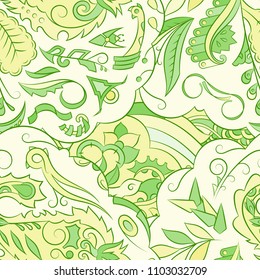 Seamless mehndi vector pattern. Hand-made ethnic illustration. Colorful doodle texture.