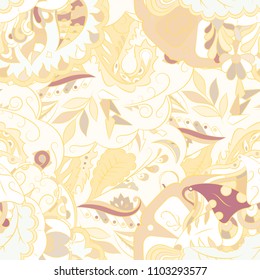 Seamless mehndi vector pattern. Hand-made ethnic illustration. Colorful doodle texture.