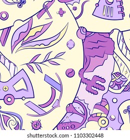 Seamless mehndi vector pattern. Hand-made ethnic illustration. Colorful doodle texture.