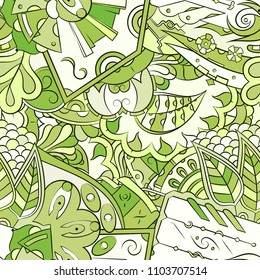 Seamless mehndi vector pattern. Hand-made ethnic illustration. Colorful doodle texture.