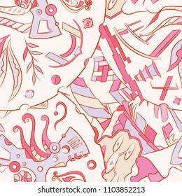 Seamless mehndi vector pattern. Hand-made ethnic illustration. Colorful doodle texture.