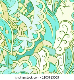 Seamless mehndi vector pattern. Hand-made ethnic illustration. Colorful doodle texture.