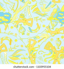 Seamless mehndi vector pattern. Hand-made ethnic illustration. Colorful doodle texture.