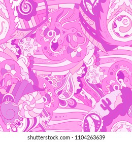 Seamless mehndi vector pattern. Hand-made ethnic illustration. Colorful doodle texture.