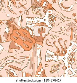Seamless mehndi vector pattern. Hand-made ethnic illustration. Colorful doodle texture.
