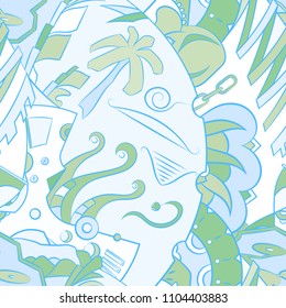 Seamless mehndi vector pattern. Hand-made ethnic illustration. Colorful doodle texture.