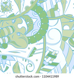 Seamless mehndi vector pattern. Hand-made ethnic illustration. Colorful doodle texture.