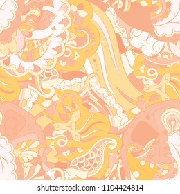 Seamless mehndi vector pattern. Hand-made ethnic illustration. Colorful doodle texture.