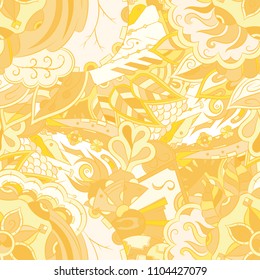Seamless mehndi vector pattern. Hand-made ethnic illustration. Colorful doodle texture.