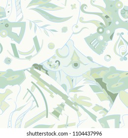 Seamless mehndi vector pattern. Hand-made ethnic illustration. Colorful doodle texture.