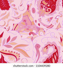 Seamless mehndi vector pattern. Hand-made ethnic illustration. Colorful doodle texture.