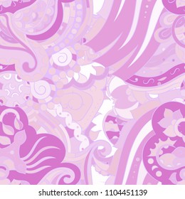 Seamless mehndi vector pattern. Hand-made ethnic illustration. Colorful doodle texture.