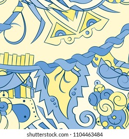Seamless mehndi vector pattern. Hand-made ethnic illustration. Colorful doodle texture.