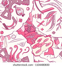 Seamless mehndi vector pattern. Hand-made ethnic illustration. Colorful doodle texture.