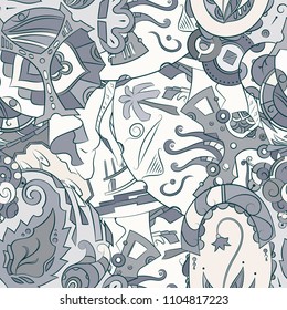 Seamless mehndi vector pattern. Hand-made ethnic illustration. Colorful doodle texture.