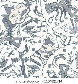 Seamless mehndi vector pattern. Hand-made ethnic illustration. Colorful doodle texture.