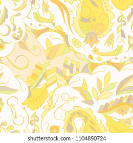 Seamless mehndi vector pattern. Hand-made ethnic illustration. Colorful doodle texture.