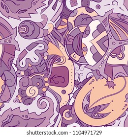 Seamless mehndi vector pattern. Hand-made ethnic illustration. Colorful doodle texture.